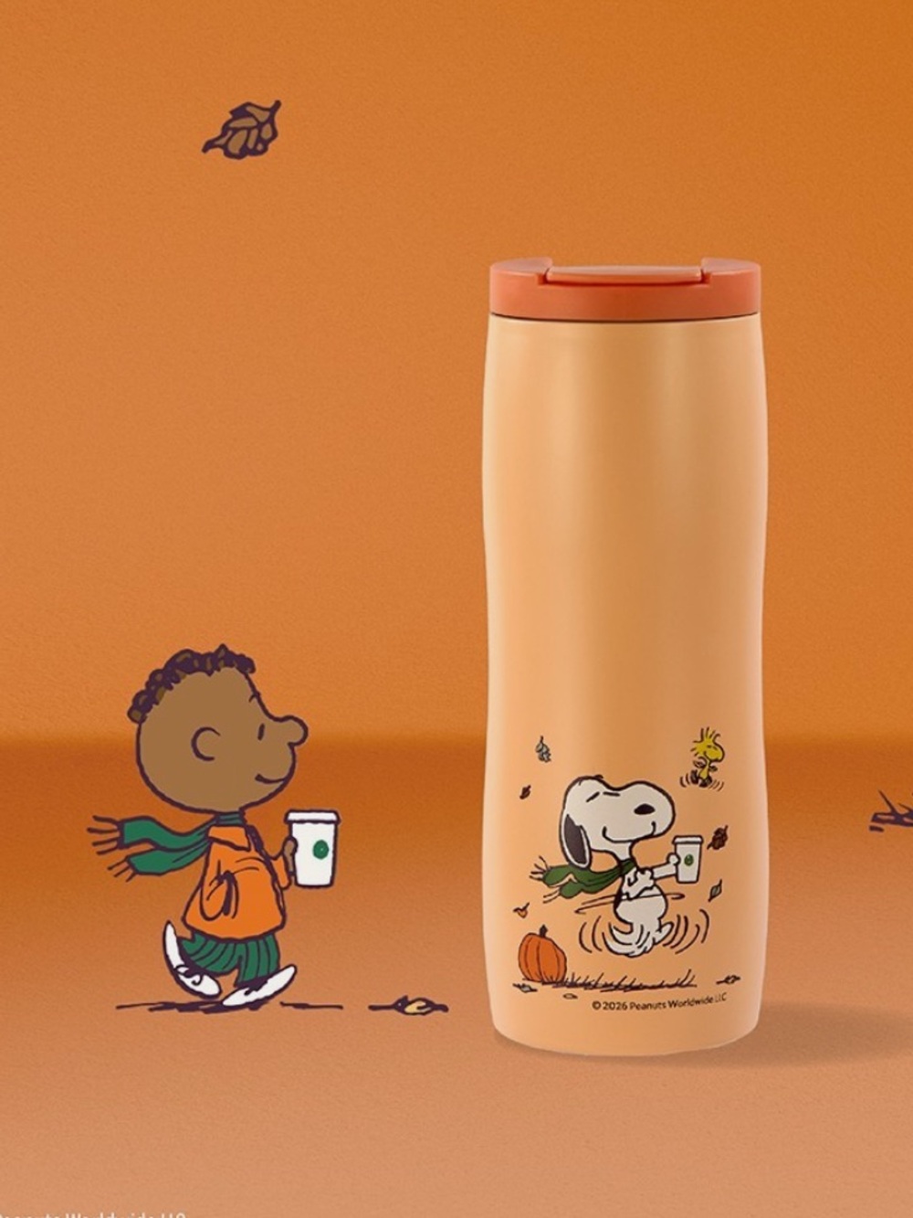 Starbucks Orange Peanuts Snoopy Autumn Travel Tumbler